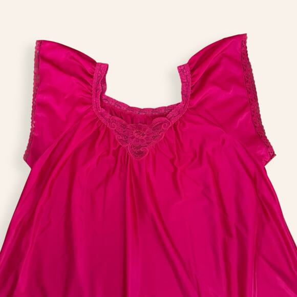 Pink fuchsia full length sleeping dress size large nightgown - Picture 4 of 6